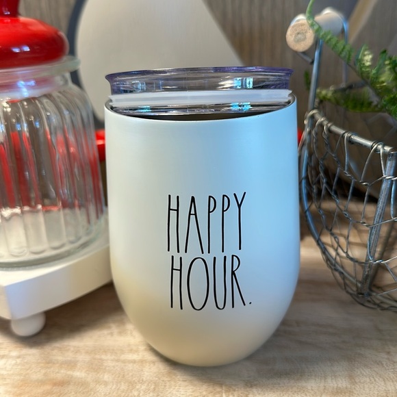 Rae Dunn Other - Rae Dunn HAPPY HOUR Metal Wine 🍷 Cup with Lid